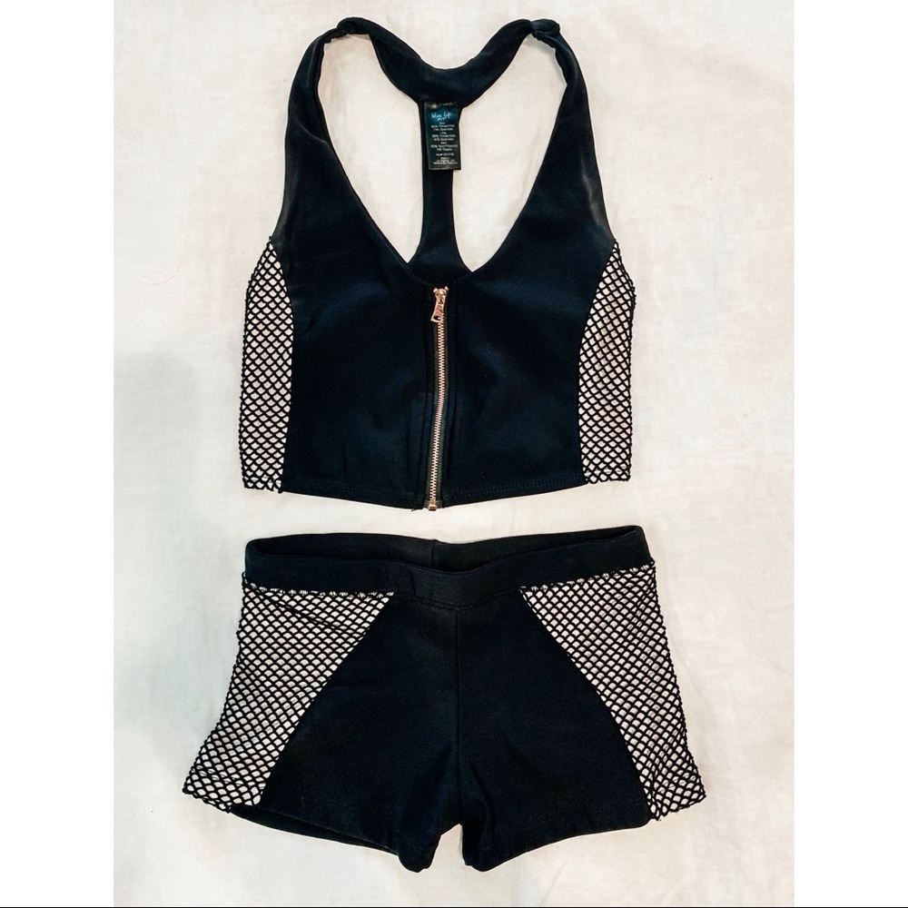 Blue Life Fit Matching Shorts & Crop Top Set